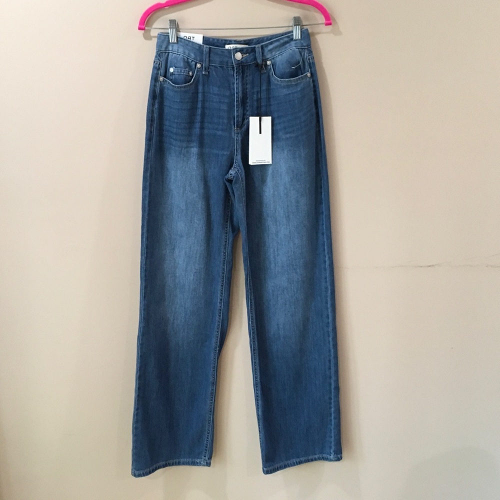 OAT New York Jeans Cloud Luxe Denim Blue Indigo Wide Leg Coastal Womens 2/26 NWT